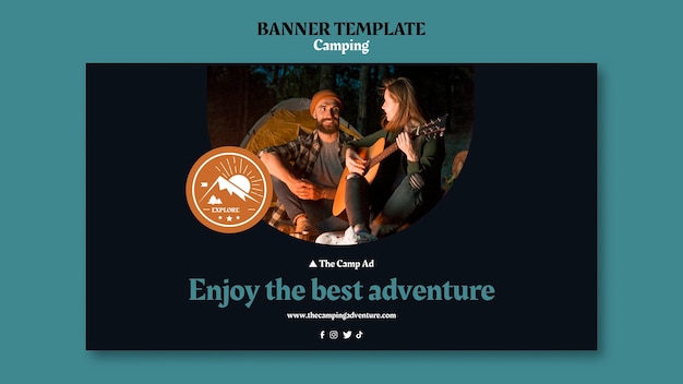 Camping horizontal banner template