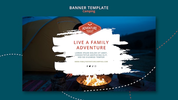 Free PSD camping horizontal banner template