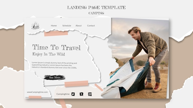 Free PSD camping landing page template design