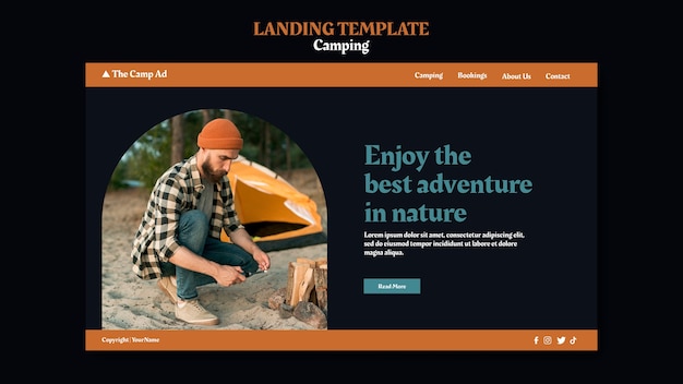 Free PSD camping landing page template