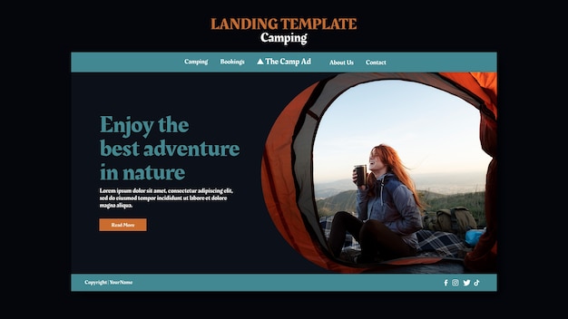 Free PSD camping landing page template