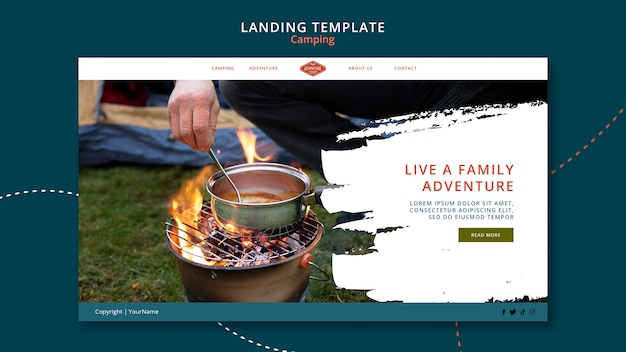 Free PSD camping landing page template