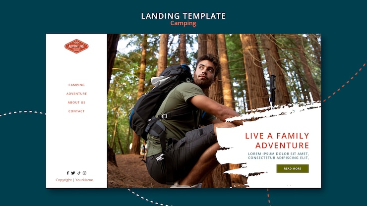Free PSD camping landing page template