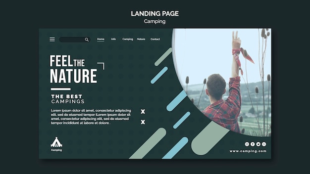 Free PSD camping place landing page template