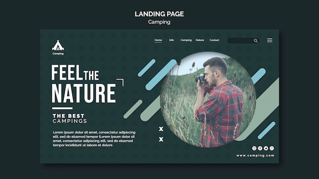 Free PSD camping place landing page template