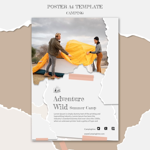 Free PSD camping poster template design