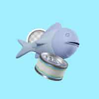 無料PSD マグロの 3 d イラストレーションの缶詰