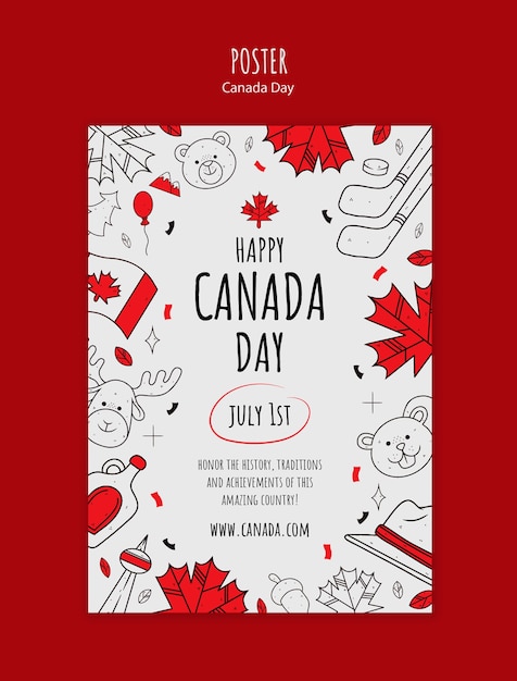 Free PSD canada day celebration poster template