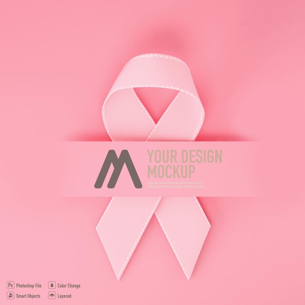 Download Premium PSD | Cancer awareness ribbon mockup isolated