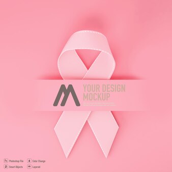 Download Premium PSD | Cancer awareness ribbon mockup isolated
