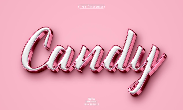 Free PSD candy 3d editable text effect
