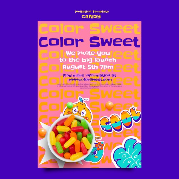 Candy invitation template design