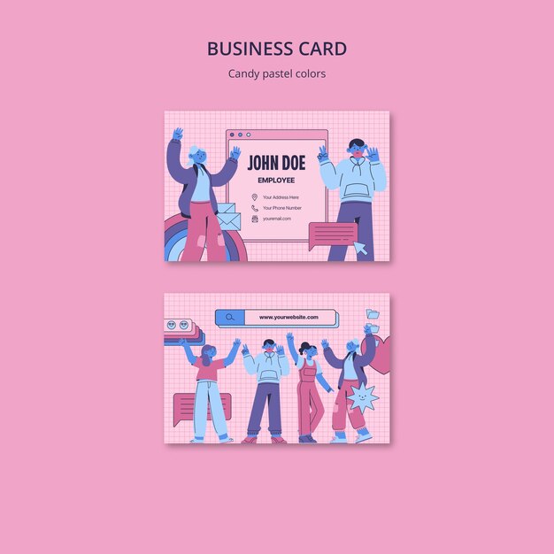 Candy pastel colors business card template