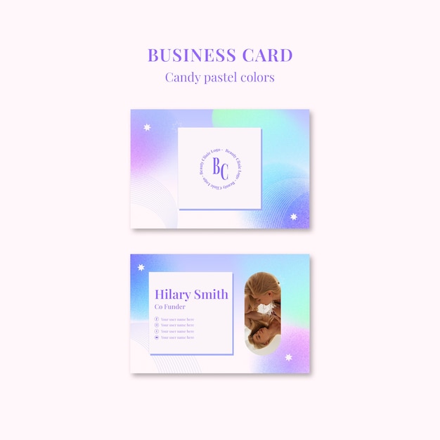 Free PSD candy pastel colors  business card template