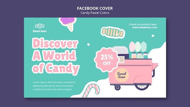 Candy pastel colors facebook cover template