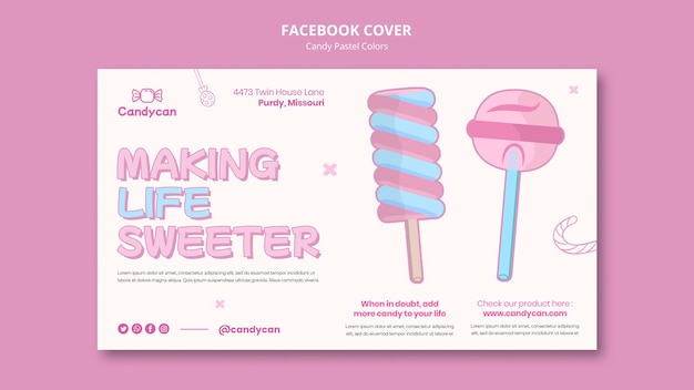 Free PSD candy pastel colors facebook cover template