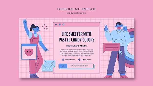 Free PSD candy pastel colors facebook template