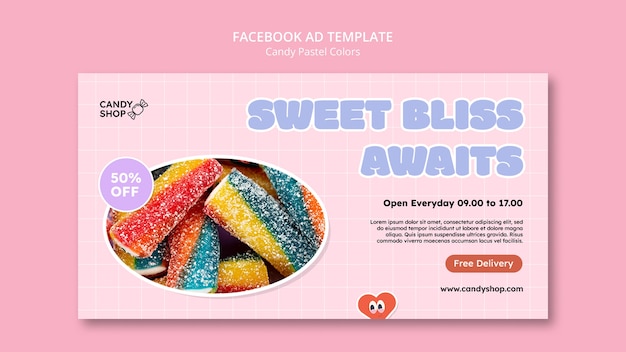 Free PSD candy pastel colors facebook template