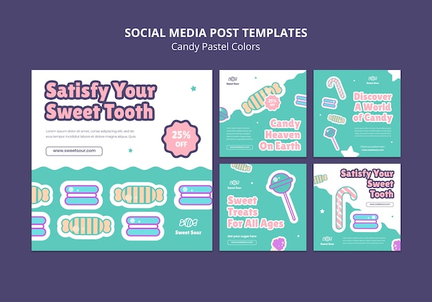 Free PSD candy pastel colors instagram posts