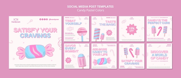 Free PSD candy pastel colors instagram posts