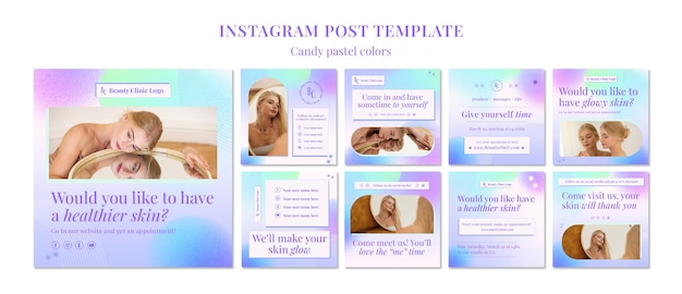 PSD gratuito post instagram di colori pastello caramella