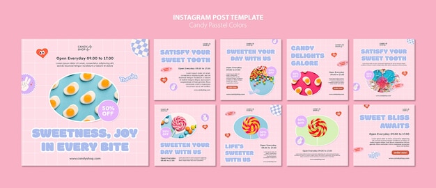 Free PSD candy pastel colors  instagram posts