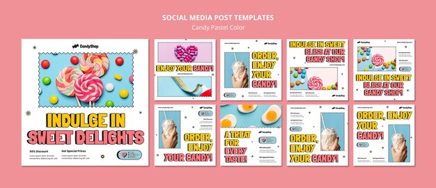 Free PSD candy pastel colors instagram posts