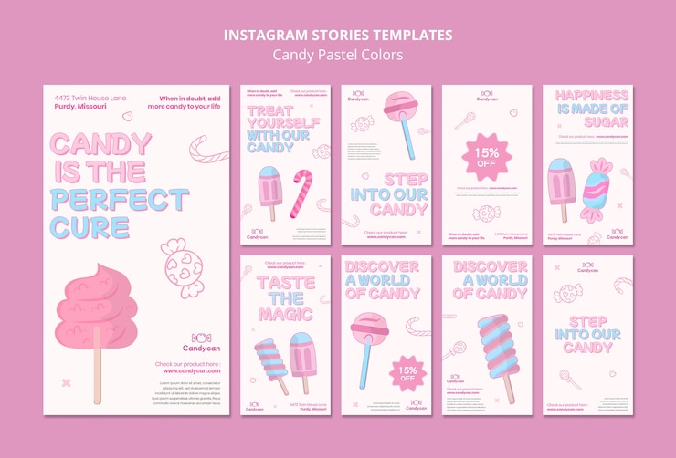 Бесплатный PSD конфеты пастельные тона истории instagram