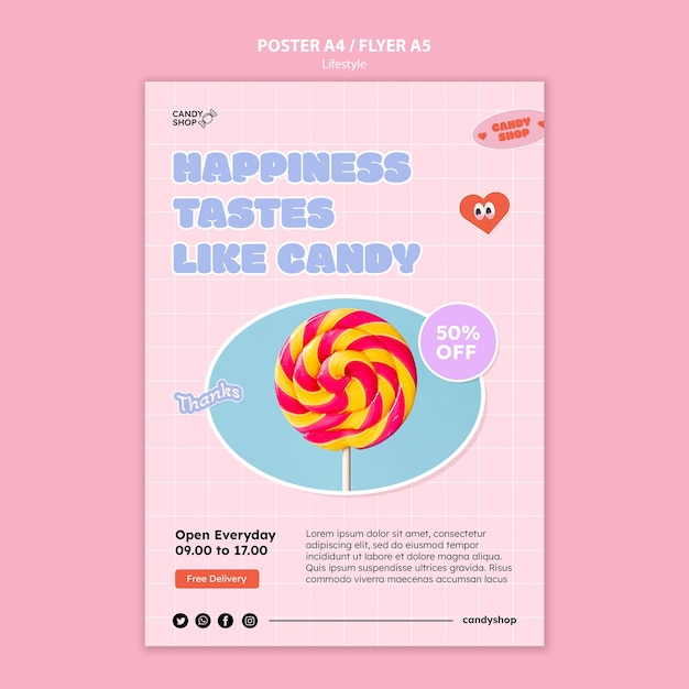 Candy pastel colors  poster template