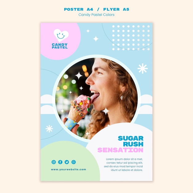 Free PSD candy pastel colors  poster template