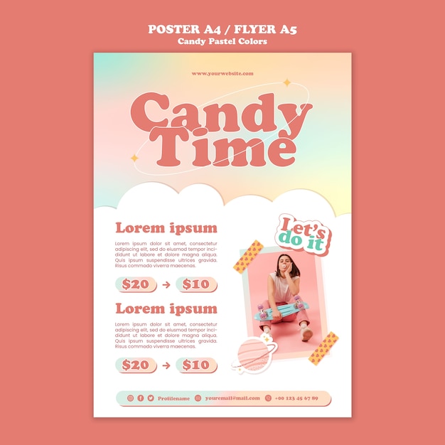 Free PSD candy pastel colors template design