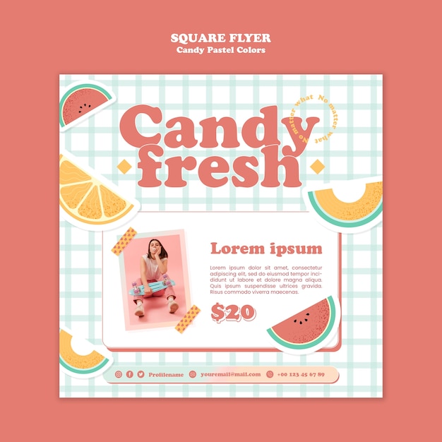 Free PSD candy pastel colors template design