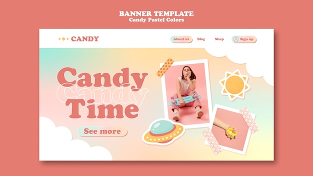 Free PSD candy pastel colors template design