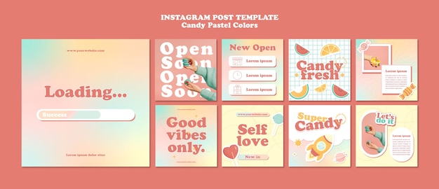 Free PSD candy pastel colors template design