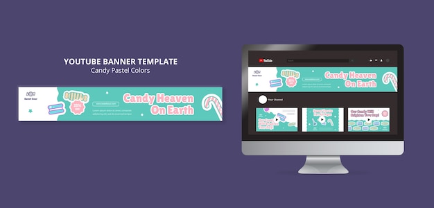 Free PSD candy pastel colors youtube banner