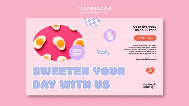 Free PSD candy pastel colors youtube cover template