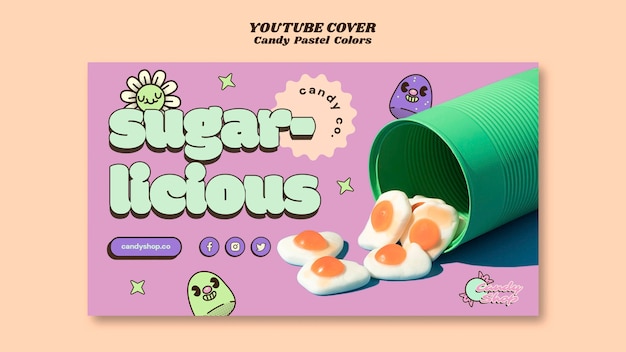 Candy pastel colors youtube cover template