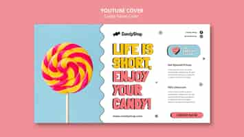 Free PSD candy pastel colors youtube cover template