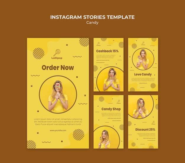 Free PSD candy shop instagram stories template