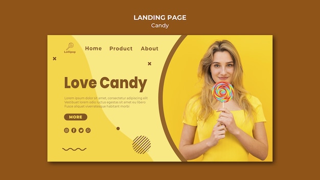 Free PSD candy shop landing page template