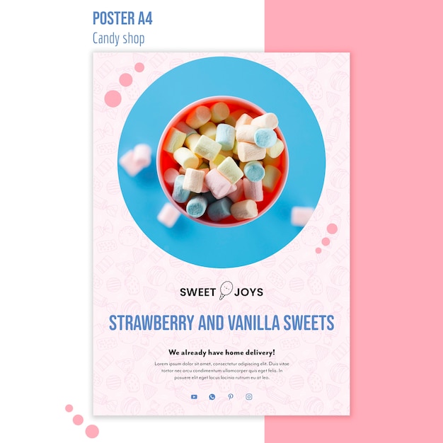 Candy shop poster template with photo