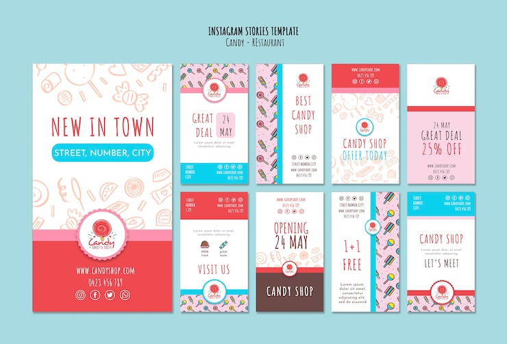 Free PSD candy shop template for instagram stories