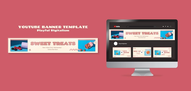 Free PSD candy shop youtube banner