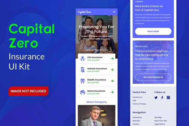 Premium PSD Capital zero insurance ui kit