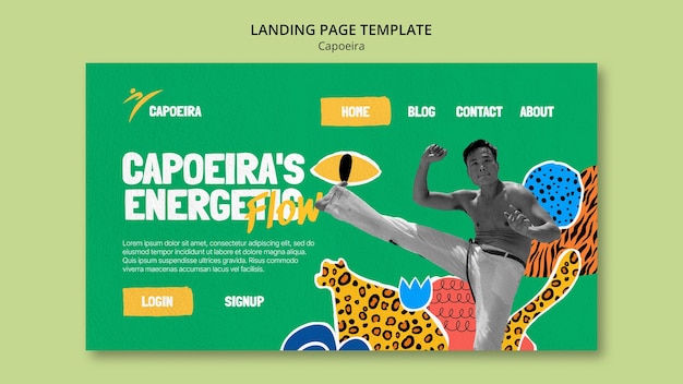 PSD gratuito modello di pagina di destinazione per le competizioni di capoeira