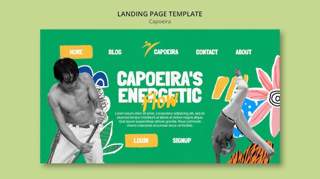 PSD gratuito modello di pagina di destinazione per le competizioni di capoeira