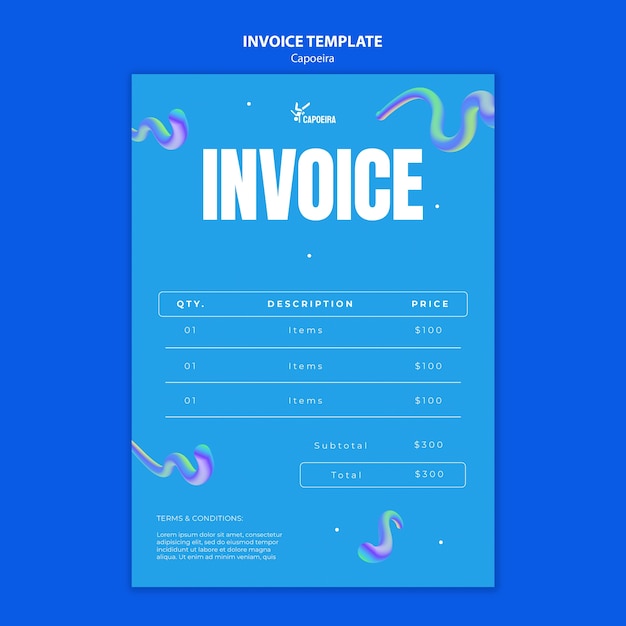 Capoeira sport invoice template