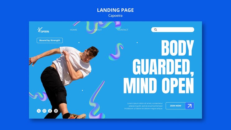 Free PSD capoeira sport landing page template