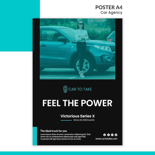 Бесплатный PSD Шаблон рекламного плаката автомобильного агентства