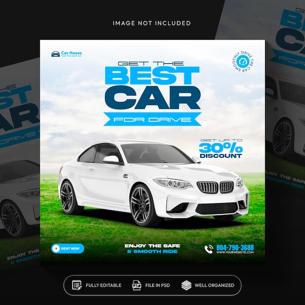 Car rent and sale automotive social media banner or instagram post template